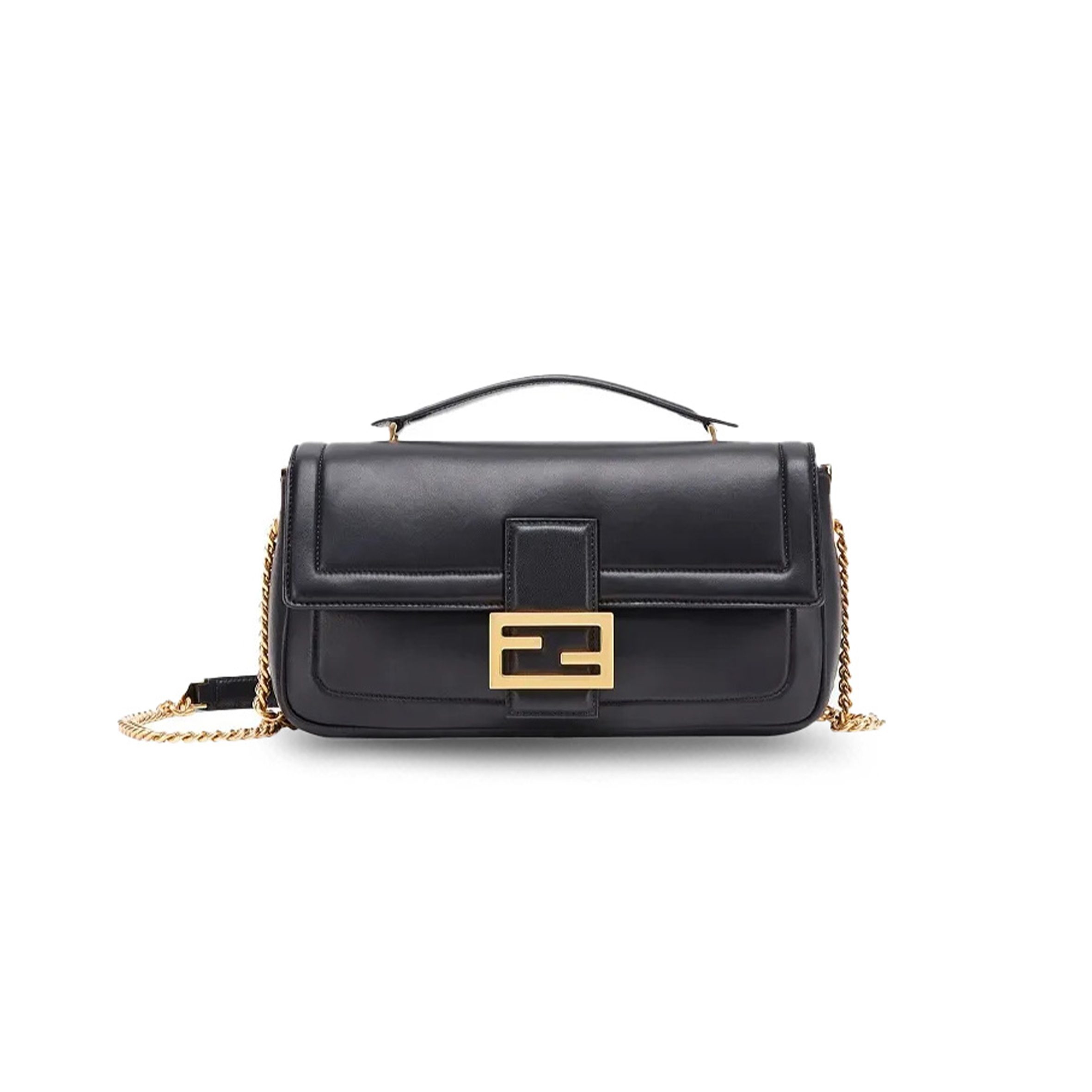 FENDI NAPPA APOLO CHAIN BAGUETTE BLACK 8BR783ACNXF15ZW (27*13*6cm)